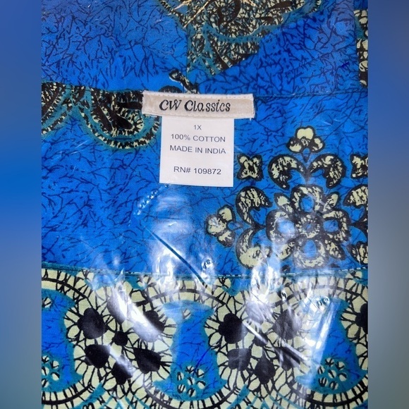 CW Classics Cotton Dress w/ Square Neck - Never Opened - Blue Butterfly - 1X - Picture 2 of 3